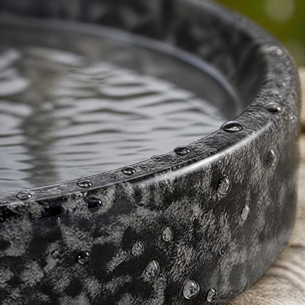 Stone Bird Bath Bowl, 10-Inch Heavy Duty Outdoor Bird Feeder