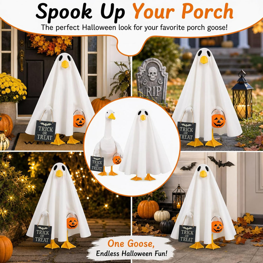 Porch Goose Ghost Costume, Funny Halloween Outfit for Lawn Statue