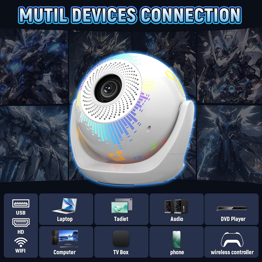 U6 5-in-1 Mini Projector, Karaoke & Gaming Projector with Bluetooth, Mic & Voice Remote