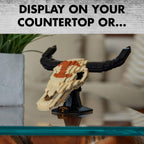 Yellowstone Cow Steer Skull Building Set, 563-Piece Brick Model with Table & Wall Mount