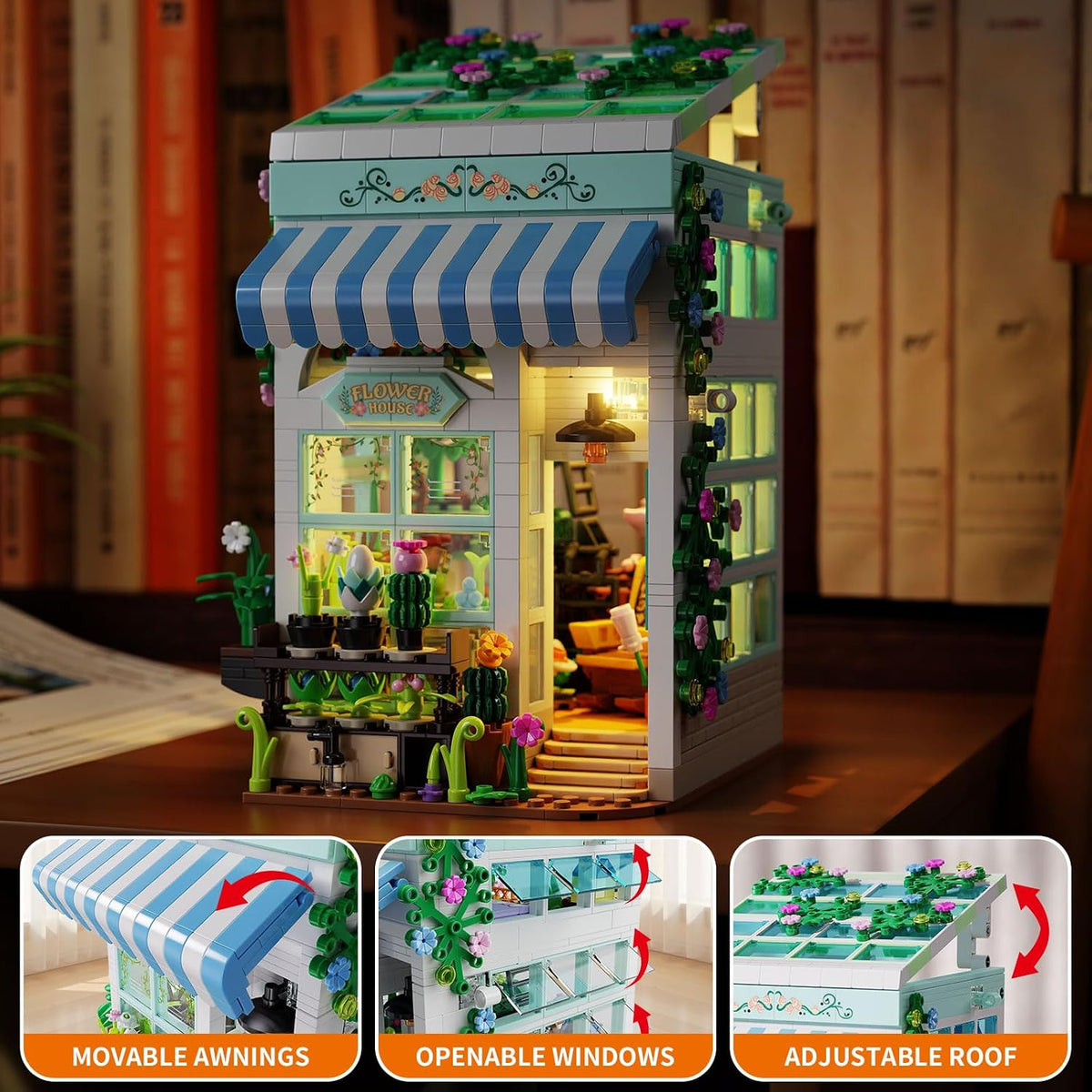 City Flower House Building Set with LED Lights for Adults Girls 8+