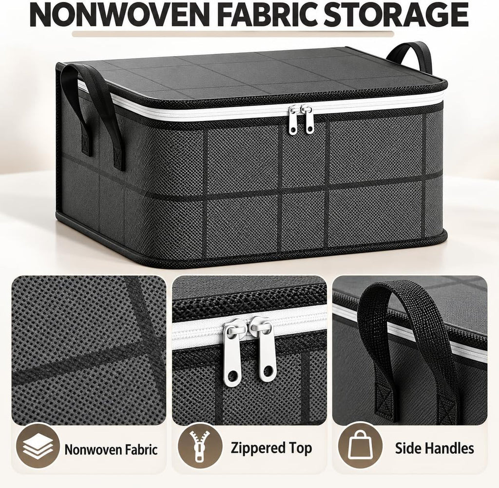Foldable Storage Bag with Zipper, Clothes & Blanket Storage, S-XL (M) Nonwoven foldable storage bag with zippered lid and side handles; S/M/L/XL sizes for clothes, blankets, bedding and toys.