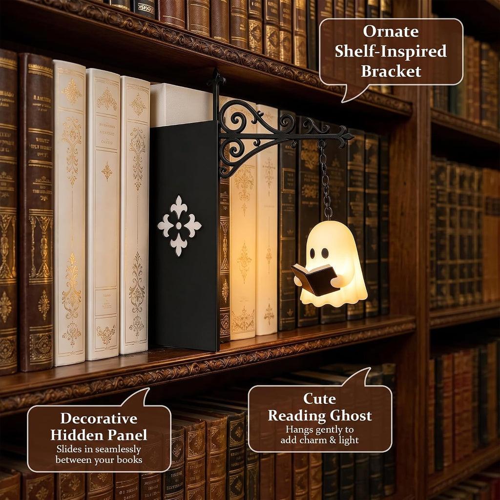 Halloween Ghost Bookshelf Lantern Warm LED for Book Lovers Atmosphere