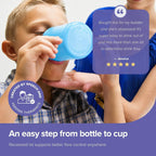 Recessed Lid Cup with Handles - Leak Proof | Promotes Oral Motor Skills, Lip Closure, and Self Feeding | Alternative to Sippy Bottle | Food Grade Materials | Dishwasher Safe (Light Blue)