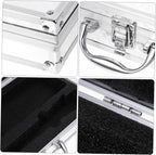 Silver Aluminum Alloy Tool Box Hard Shell Briefcase for Office Home Wear Resistant Lightweight Build, Clasp Security and Reinforced Corners, Stylish Silver Finish for Storage
