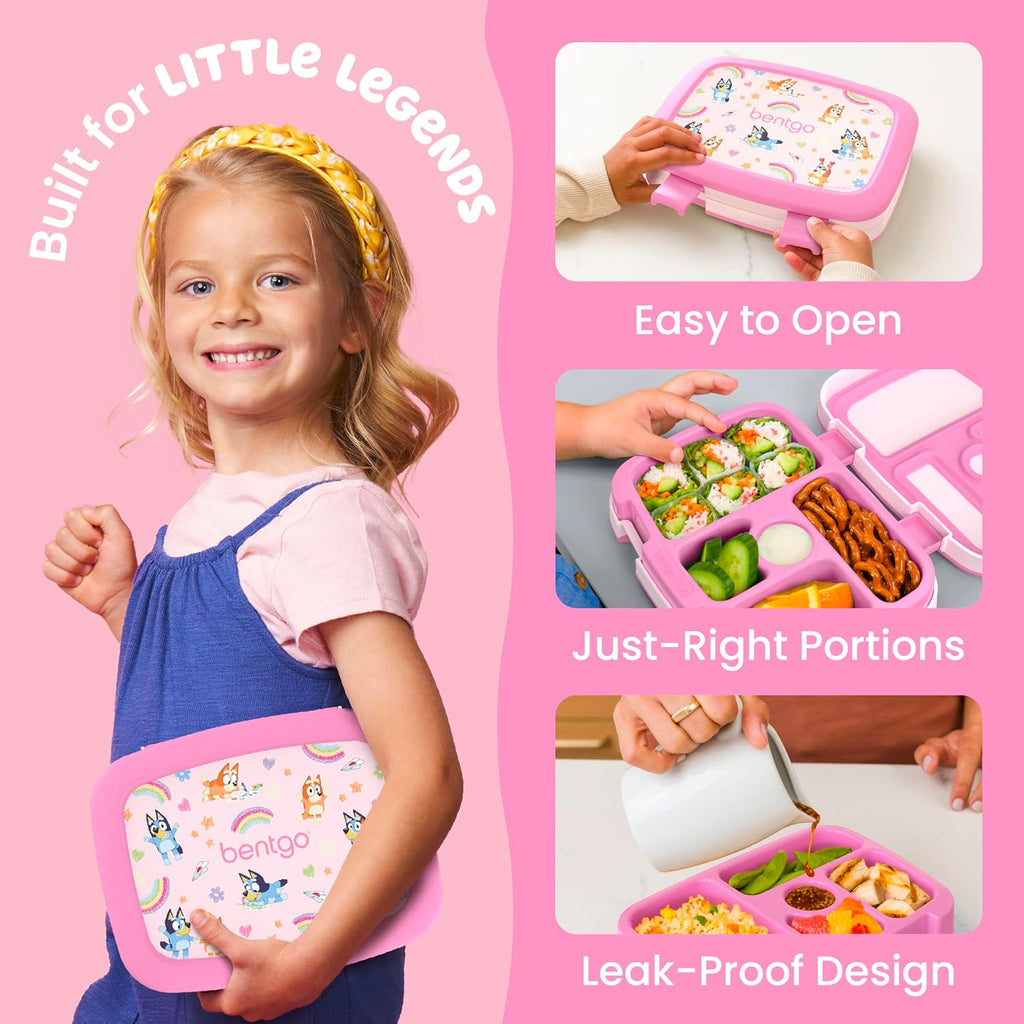 BLUEY Kids Leak-Proof, 5-Compartment Bento-Style Kids Lunch Box