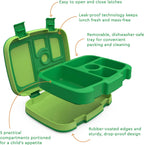 Kids Prints 5-Compartment Bento-Style Kids Lunch Box Set with Reusable Plastic Utensils (Safari)