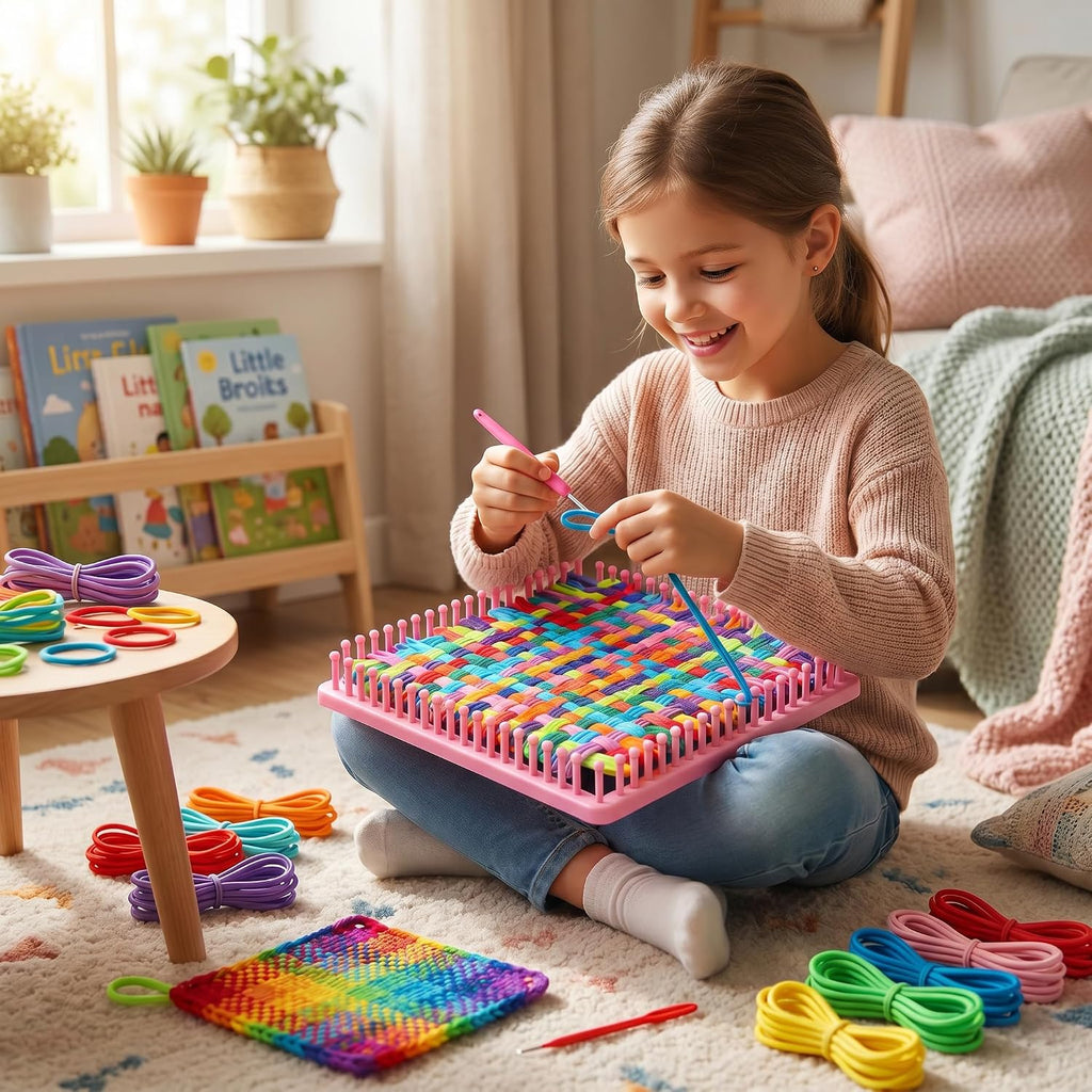 Weaving Loom Kit, DIY Potholder Knitting Kit with 192 Craft Loops for Beginners