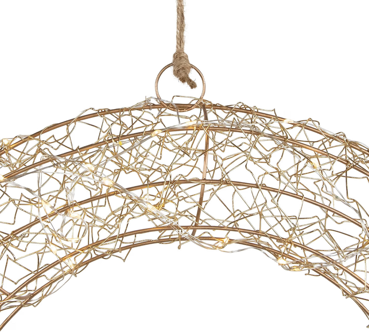 18" LED Lighted Gold Wire Wreath Outdoor Christmas Decoration