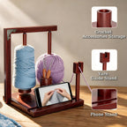Wooden Yarn Holder for Crocheting, Double Magnetic Spindles Yarn Spinner