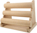 Bracelet Display Stand Multi Tier Tabletop Holder for Displays PVC Linen Wood Build, Beige Finish, Secure Platform for Collections, Versatile Use on Cases