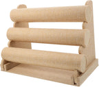 Bracelet Display Stand Multi Tier Tabletop Holder for Displays PVC Linen Wood Build, Beige Finish, Secure Platform for Collections, Versatile Use on Cases