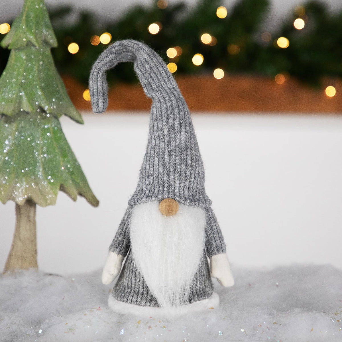 14" Gray and White Standing Christmas Gnome Tabletop Decor