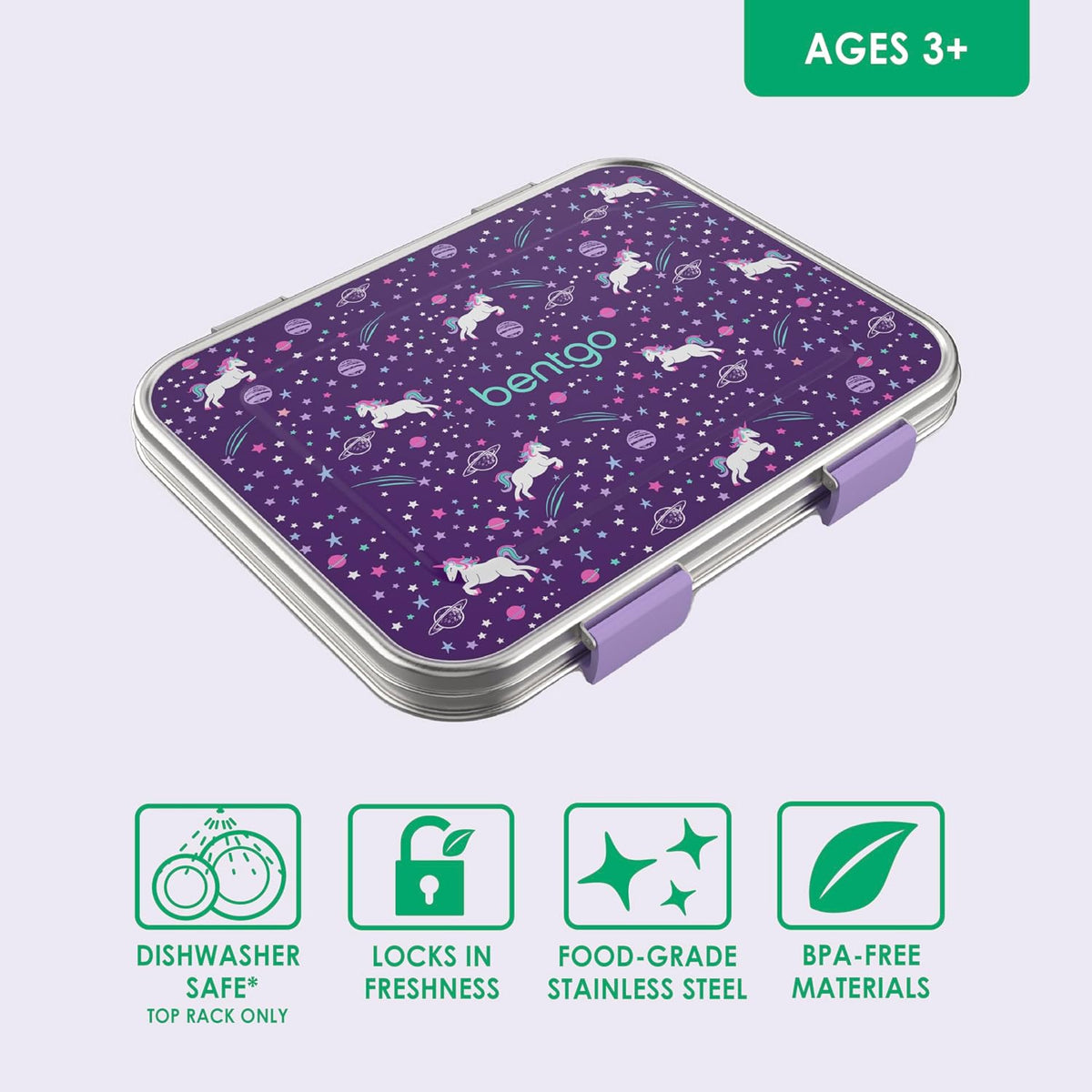 Kids Stainless Steel Lunch Box and Water Bottle Set (Unicorn)