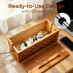 Wood Cable Management Box, Cord Organizer & Decorative Power Strip Cover