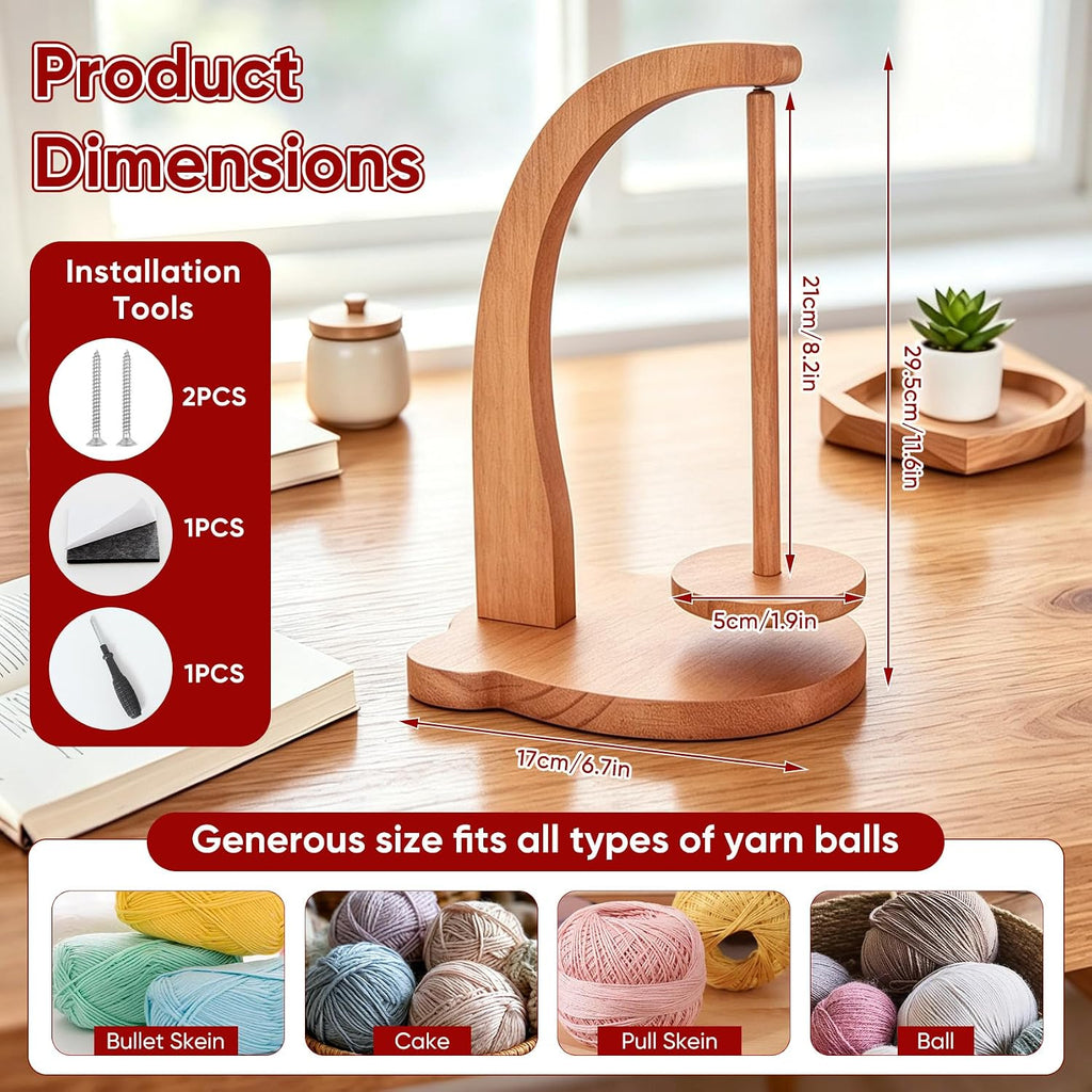 Yarn Holder for Crocheting and Knitting, Magnetic Rotating Yarn Spinner