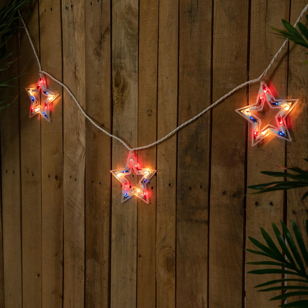Patriotic Stars Patio Light Set - 5.25ft - White Wire - 5ct