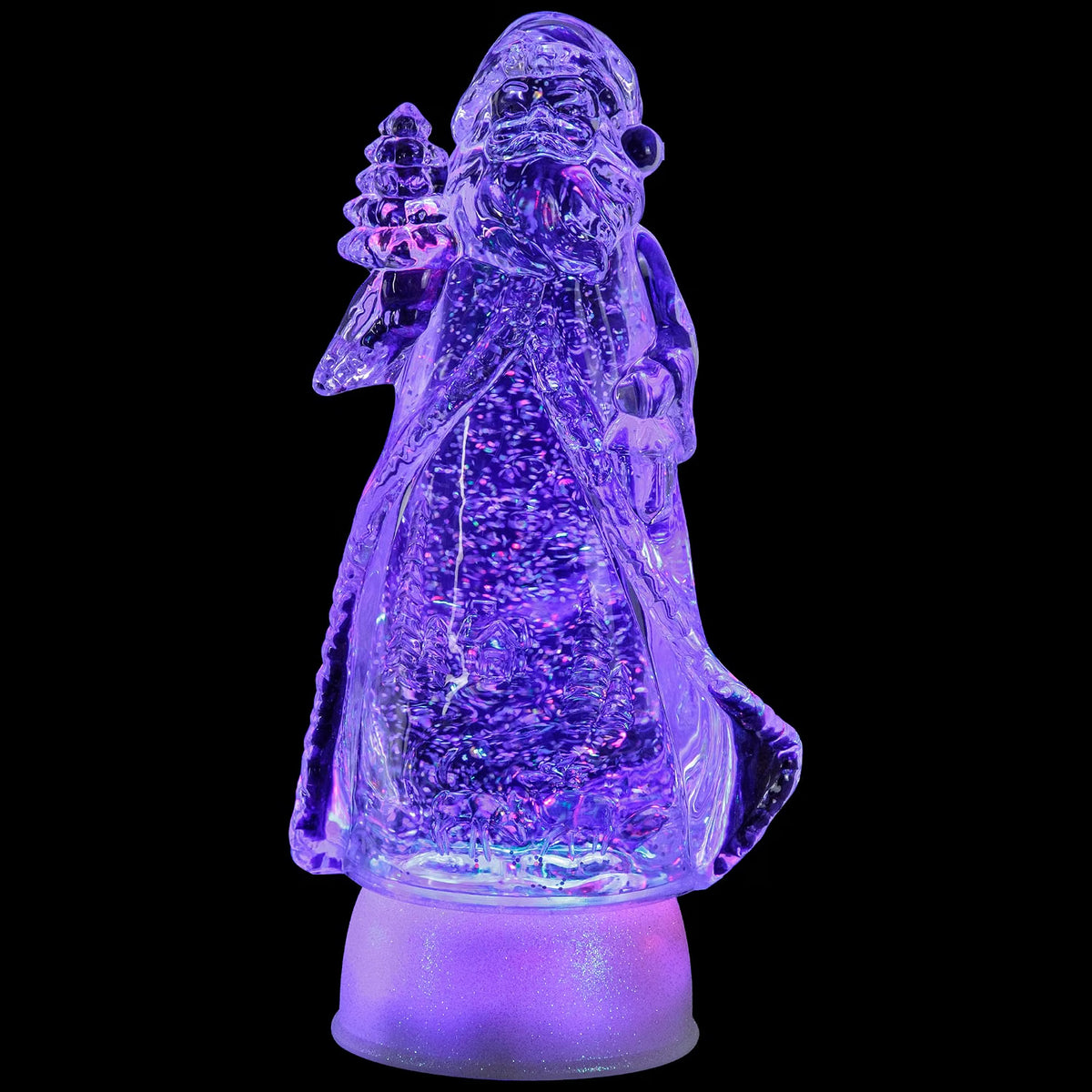 LED Lighted Color Changing Acrylic Santa Claus Christmas Decoration, 10", Clear