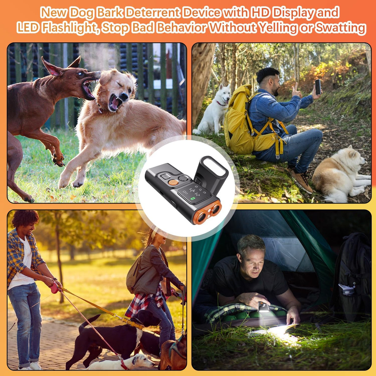 cijikos BarkGuard Ultrasonic Dog Bark Deterrent, Rechargeable Anti-Bark Device with HD Display & LED Flashlight