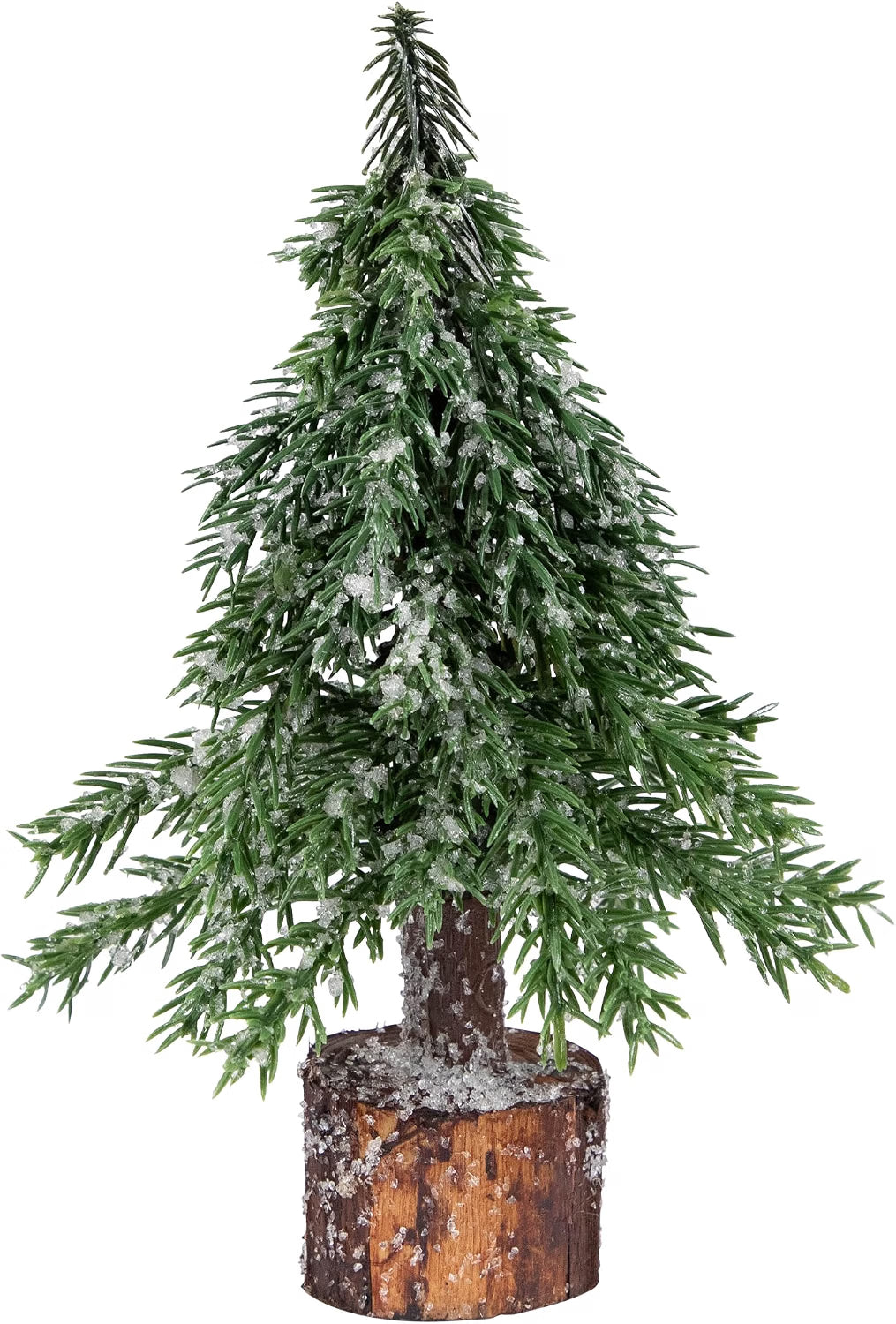 Frosted ICY Pine Tree with Log Base Christmas Decoration - 7.5"