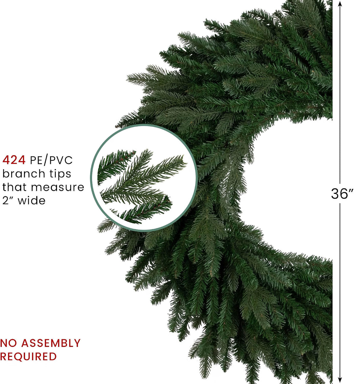 Grande Spruce Artificial Christmas Wreath - 36" - Unlit