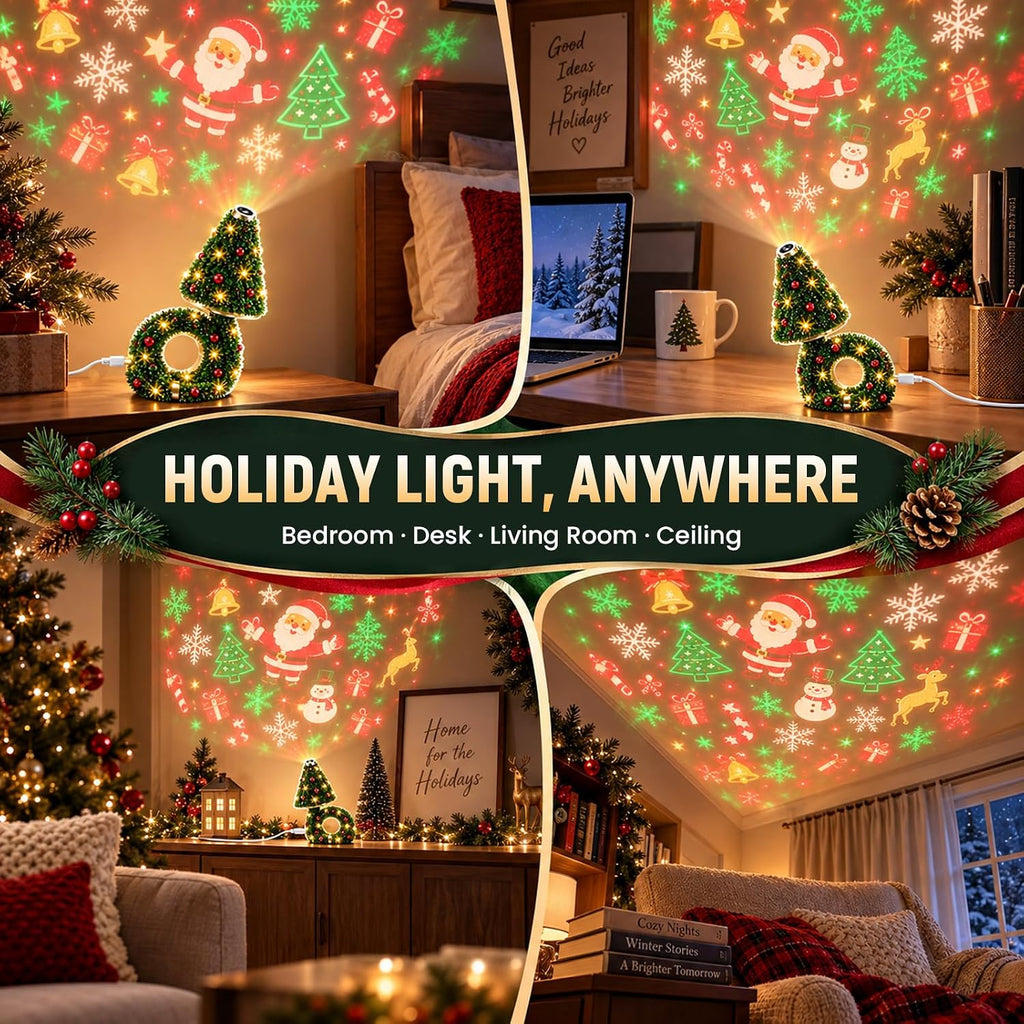 Christmas Projector Night Light with Tree-Shaped Design for Indoor Use