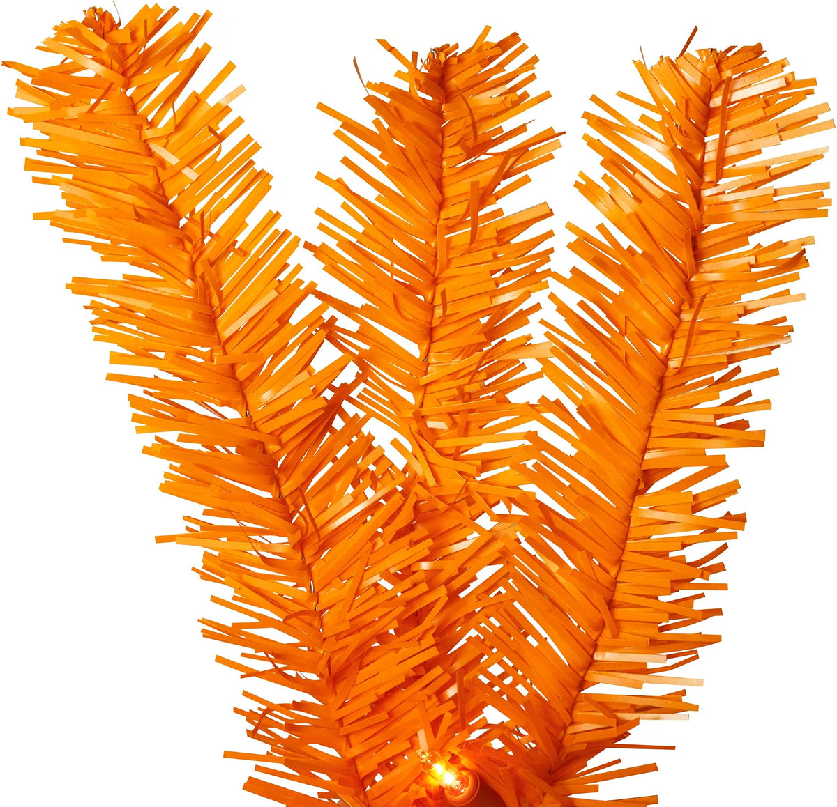 Pre-Lit Medium Artificial Pine Christmas Tree - 4' - Orange - Clear Lights
