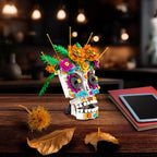 Sugar Skull Building Kit, 354-Piece Day of the Dead Floral Skull with Stand