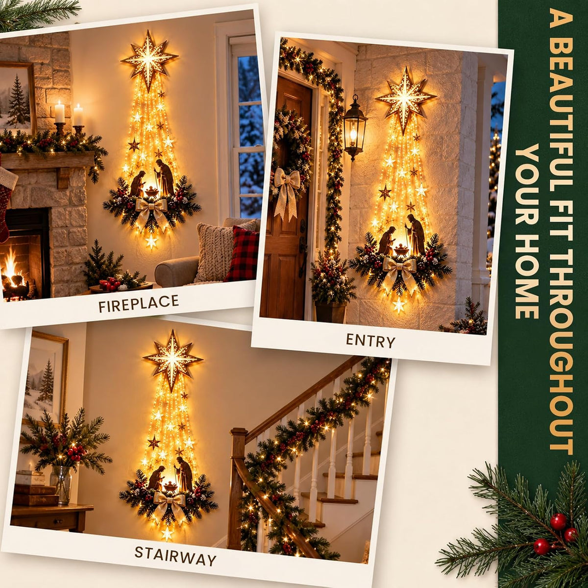 Christmas Decorations Wall Lights Star of Bethlehem Christian Hanging Decor