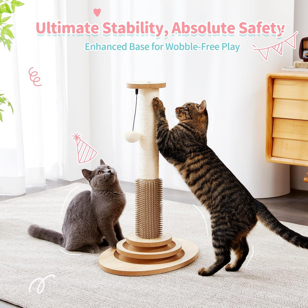 Made4Pets Cat Scratching Post, 23" Indoor Cat Scratcher with Self-Groomer