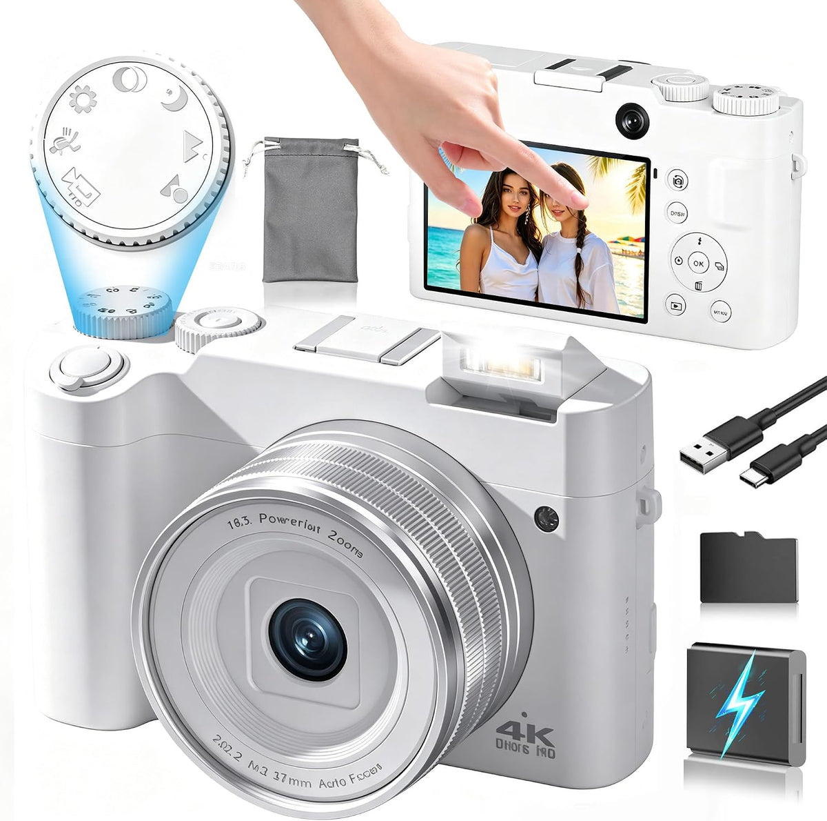 4K Digital Camera, Autofocus Point-and-Shoot Camera