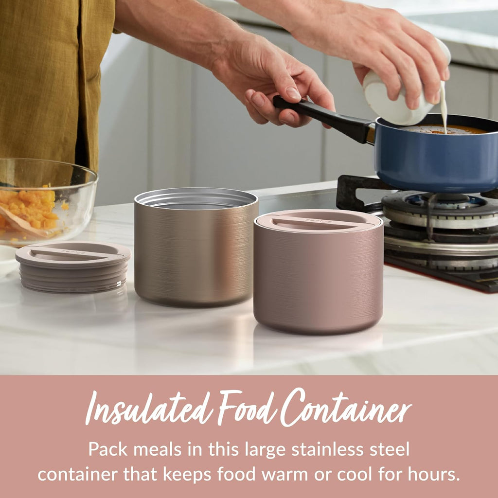 Bentgo Stainless Steel Food Canister & Utensils Set, Rose Gold