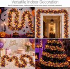 Halloween Garland Metallic Foil Tinsel with Pumpkin Bat Designs (Type 1,5.7M+40LED)
