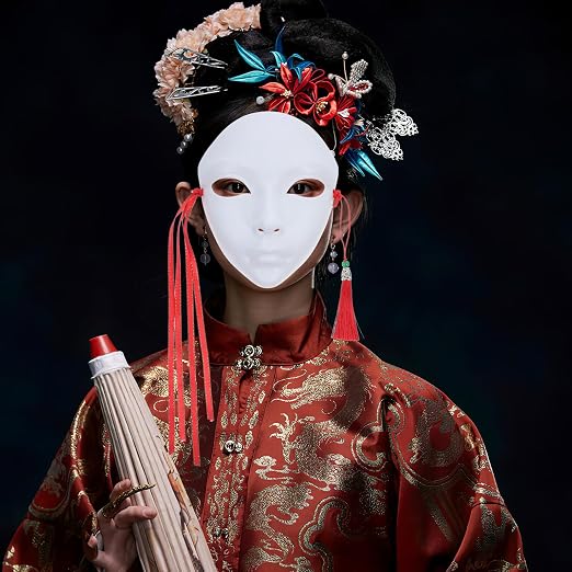 DIY Paintable White Mask Unfinished Hand Painting Mask Material for Cosplay Masquerade Costume Party and Fashion Shows for Creative Decoration and Design