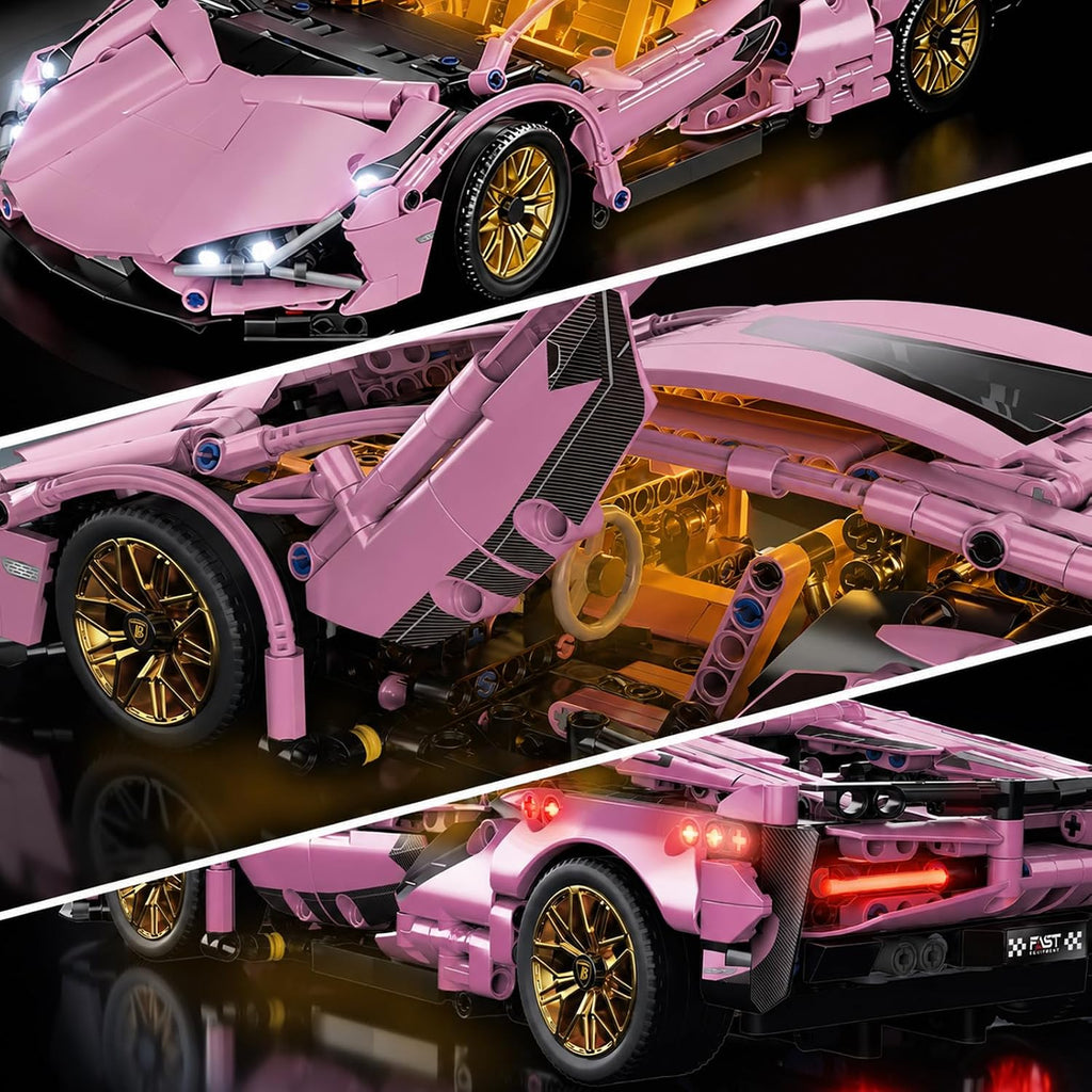 1:14 RC LED Racing Car Building Set, Model Kit for Adults & Boys