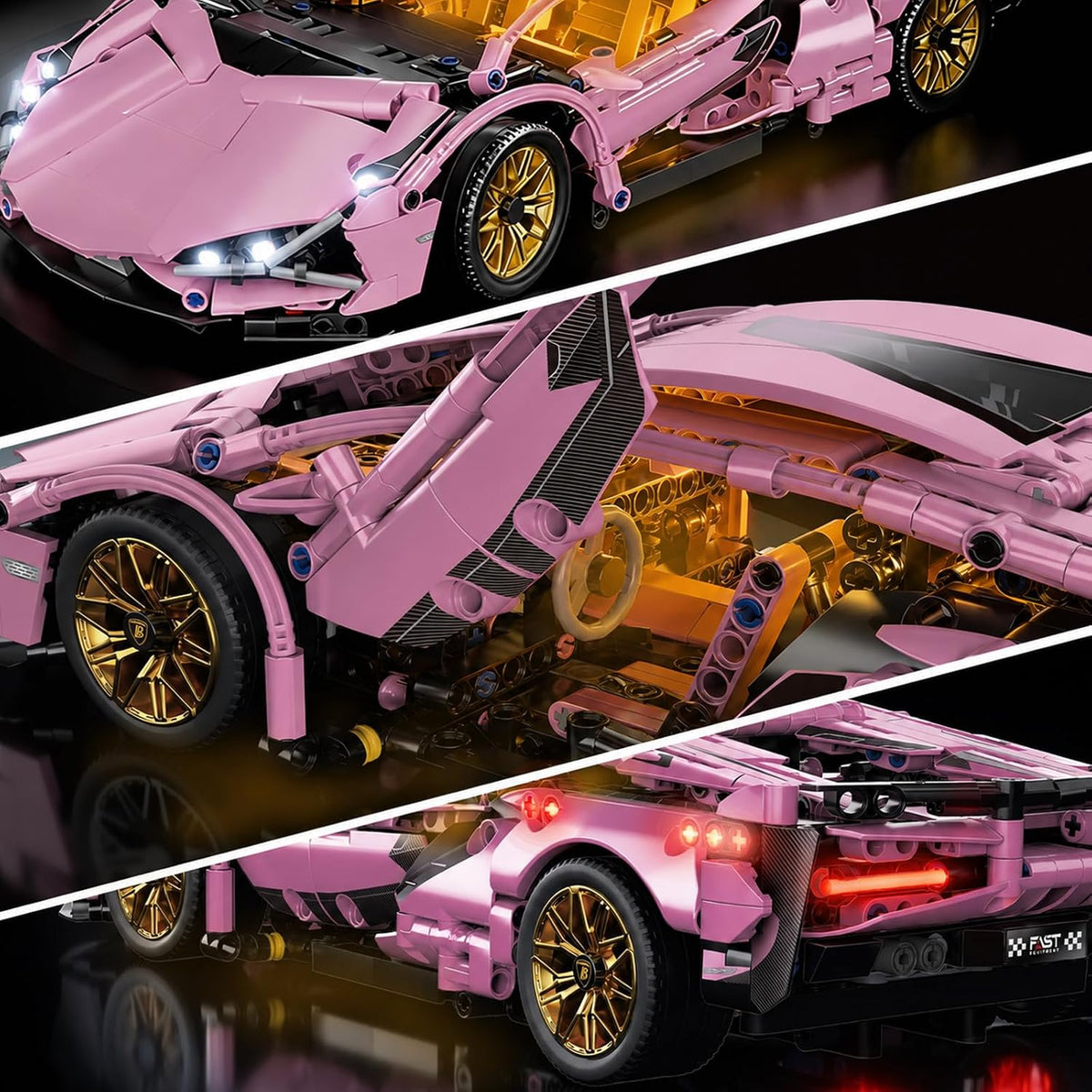 1:14 RC LED Racing Car Building Set, Model Kit for Adults & Boys