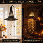 Lighted Witch Hat Hanging Decor with Star Lights for Halloween