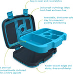 Kids Prints 5-Compartment Bento-Style Kids Lunch Box Set with Reusable Plastic Utensils (Dinosaur)