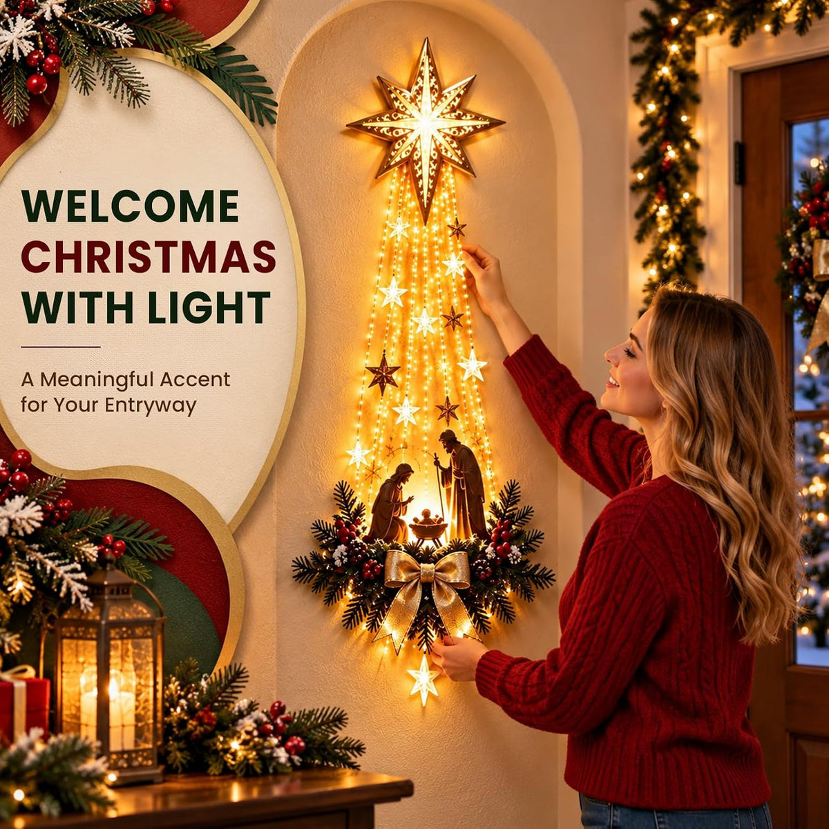 Christmas Decorations Wall Lights Star of Bethlehem Christian Hanging Decor