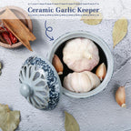 Ceramic Garlic Keeper with Breathable Lid, 4-Inch Countertop Storage Container