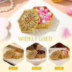 12 pcs Hexagonal Candy Gift Boxes Hollow Out Jewelry Wrapping Box for Wedding Favors Christmas Parties Candy Container Packaging 2.36 X 2.36 X 1.18 in Gold