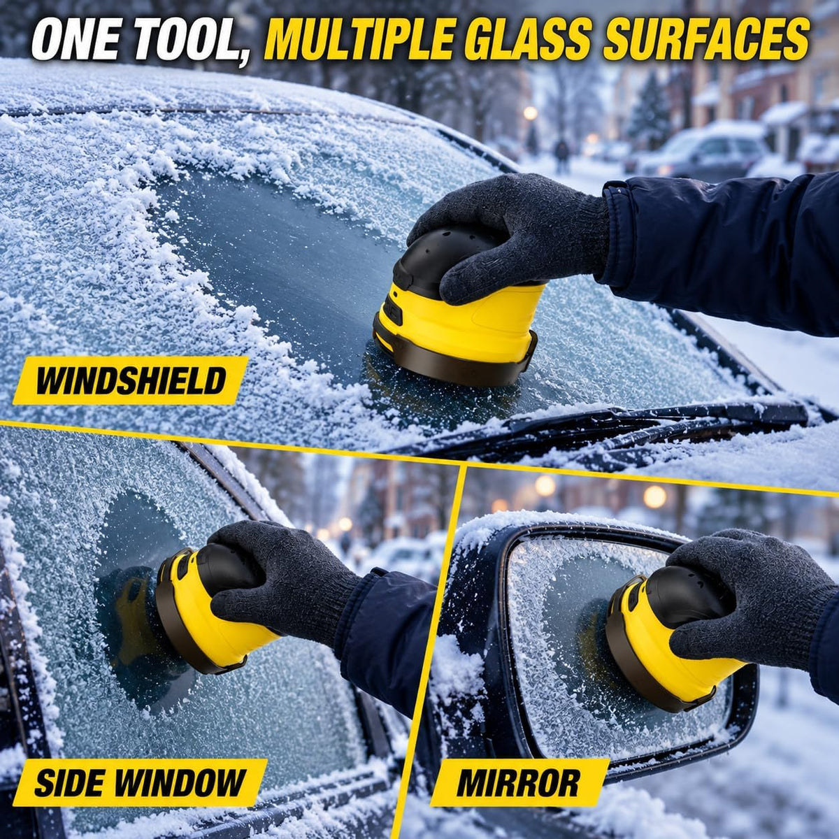 Electric Ice Scraper for Car Windshield, Rechargeable Frost Remover, Gloves