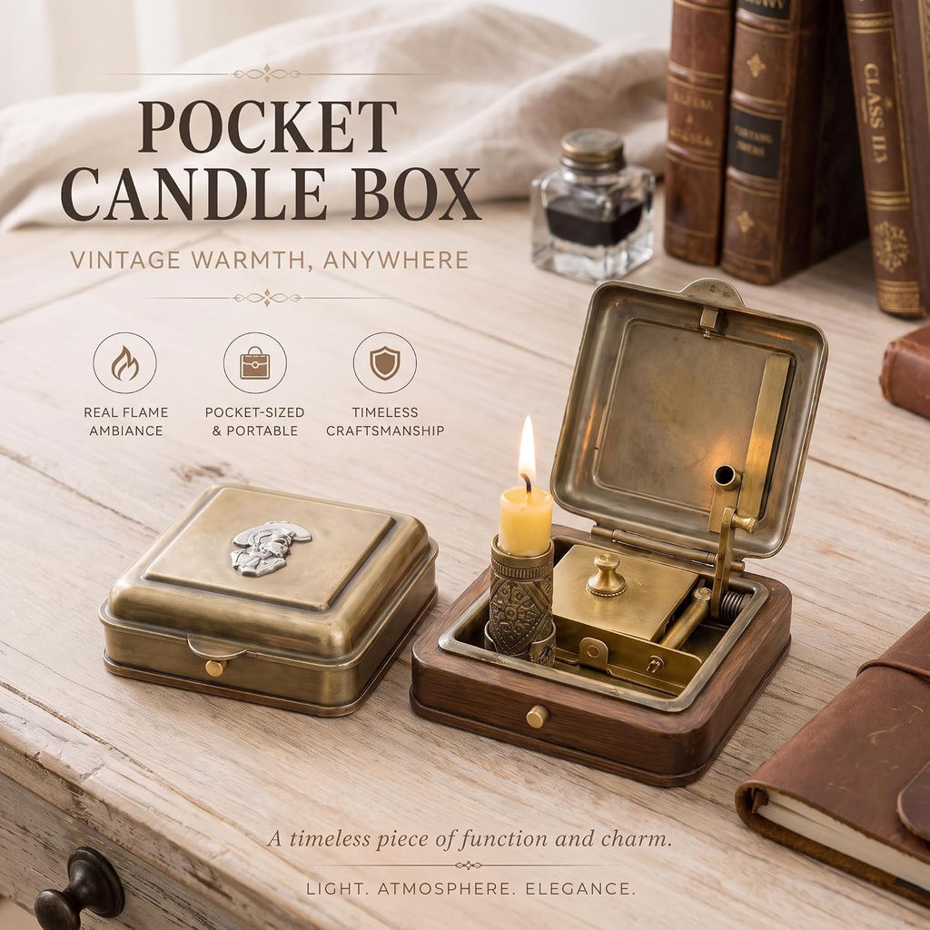 Vintage Brass Pocket Candle Box with Snuffer