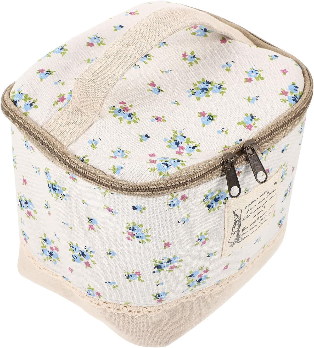 Makeup Bag Foldable Organizer Portable Cotton Linen Large Capacity Fabric and EVA Build, Lightweight Multifunction Use, Indoors or Outdoors, for Office Workers and Students