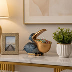 Pelican Candy Dish Statue with Key Holder Bowl, Cute Resin Bird Decor