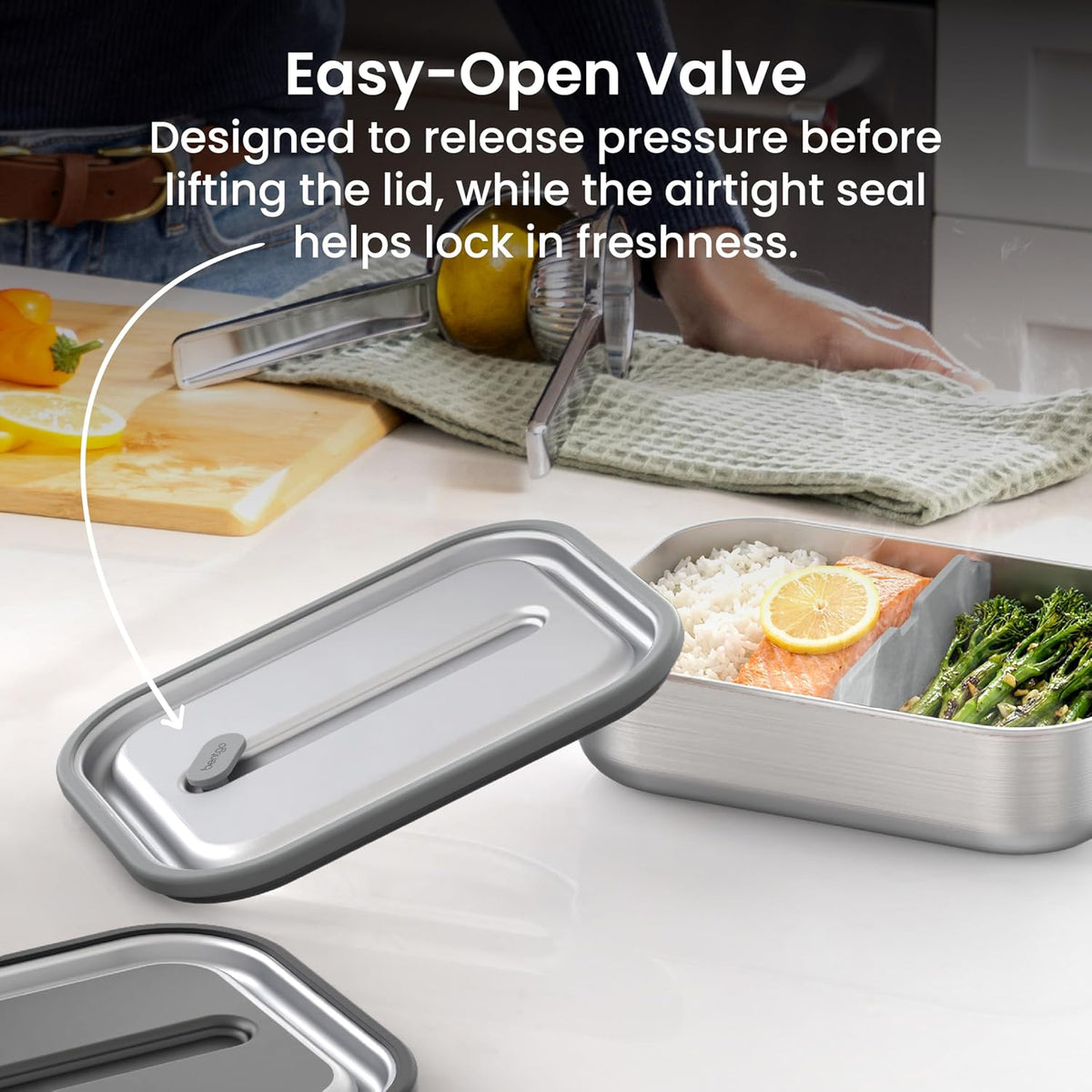 MicroSteel Leak-Proof Bento Lunch Box, Microwave & Oven-Safe