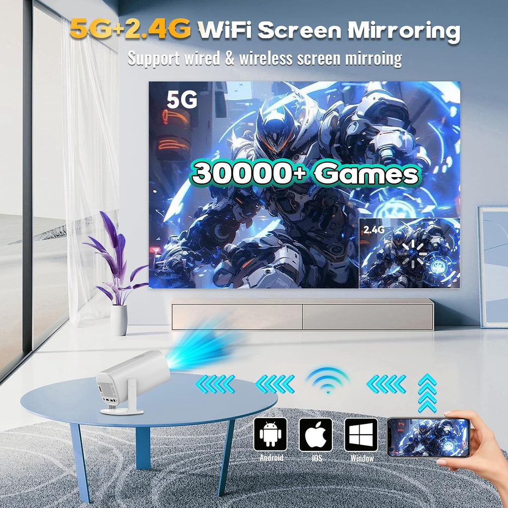 P30 Max 4K Projector Game Console, 64G with 24,000+ Retro Games & 2 Wireless Controllers