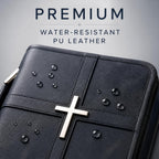 Vegan Leather Bible Cover for Men Women, Black Bible Case with Zipper Handle