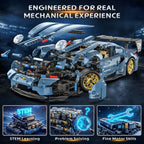 1:14 Blue Race Car Building Blocks, 973-Piece Supercar Model Kit