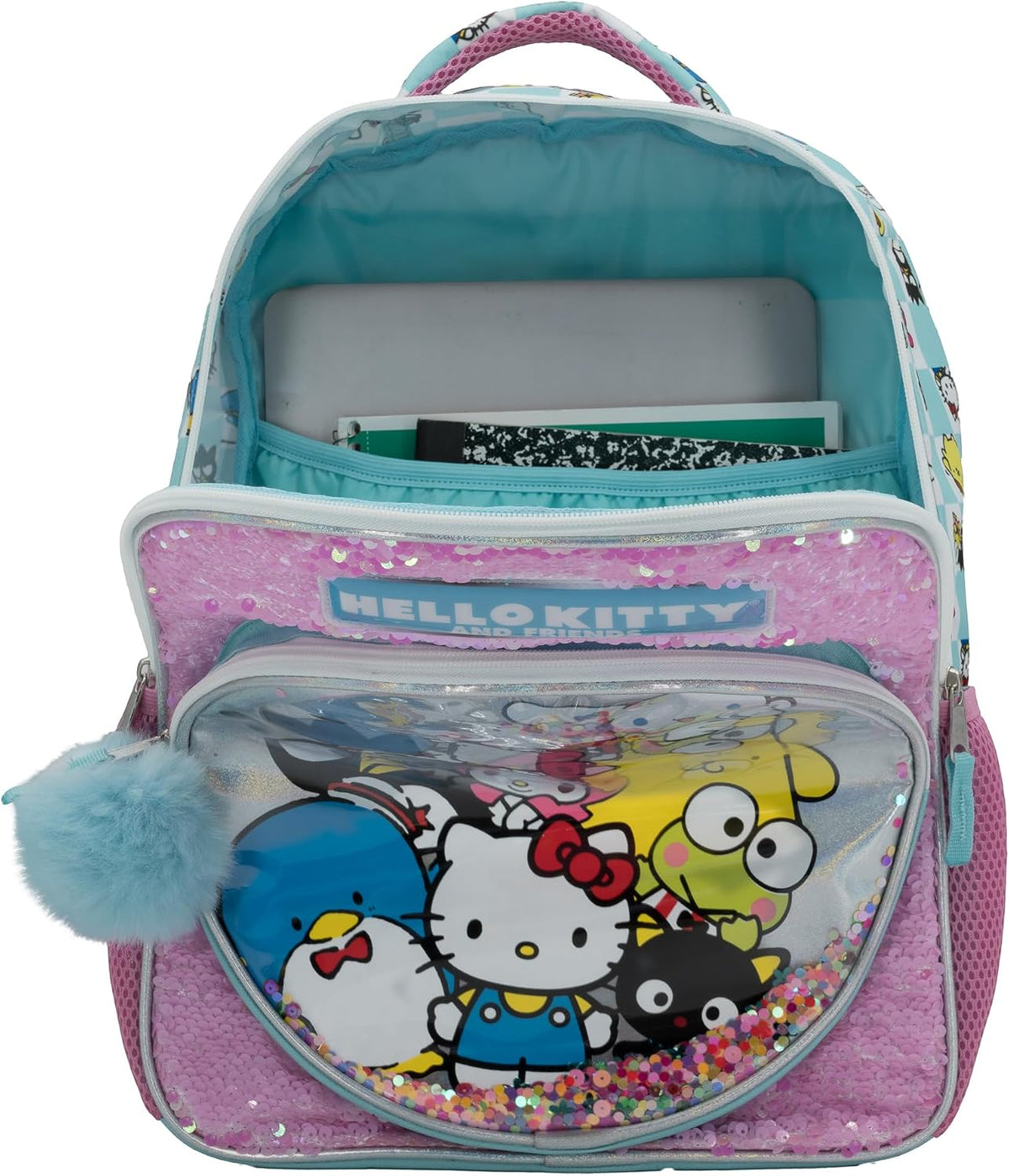 AI Accessory Innovations Hello Kitty & Friends 16" Girls Backpack, Sanrio Kawaii Flip Sequin School Bag